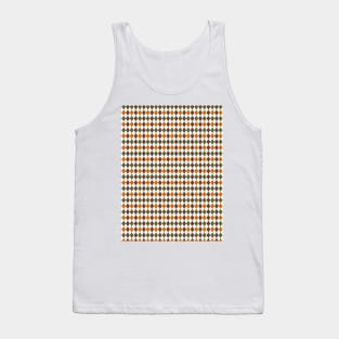 Brown, Orange, Pine Green and White Argyle Pattern Diamond Checks Tank Top